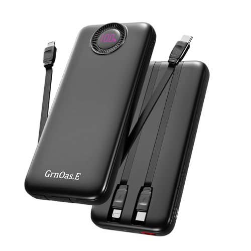 Portable Charger 10000mAh 22.5W Fast Power Bank with Built-in 2 Cables