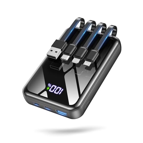YBYP 50000mAh Portable Charger, 50% Smaller Power Bank Built-in 4 Cables