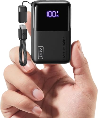 INIU Portable Charger, Ultra Mini 10000mAh 45W Fast Charging with Detachable Cable, Flight-Safe Travel USB C Power Bank External Phone Battery Pack for Xiaomi iPhone 17 16 Samsung S26 Google iPad etc