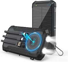 Solar Power Bank 20000mAh Wireless Portable Charger Built-in 3 Cables — Build quality and design details up close