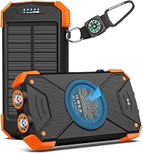 BLAVOR Solar Power Bank 10,000mAh, Portable Wireless Charger, 20W Fast — Size, capacity and configuration compared
