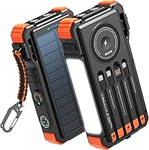 BLAVOR Solar Power Bank 20000mAh Built-in Cables, Wireless Charger for — Size, capacity and configuration compared